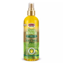 Load image into Gallery viewer, African Pride Olive Miracle Anti-Breakage Braid Sheen Spray and Extra Shine Braid Sheen Spray 12oz 355ml
