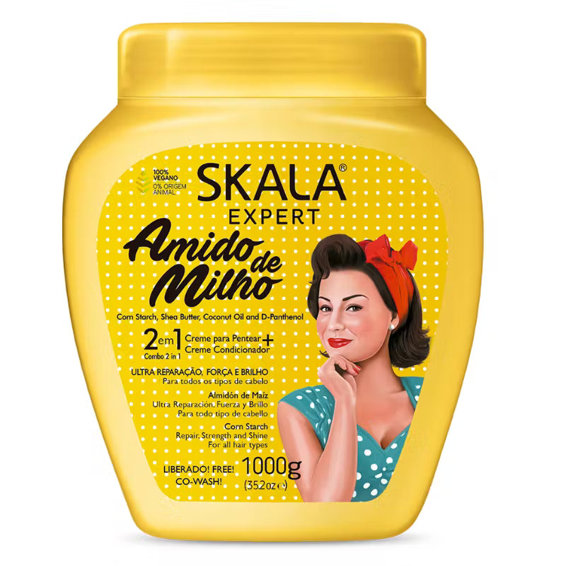 SKALA EXPERT - Amido de Milho 2 in 1 Hair Treatment Mask Cream Leave In Co Wash 35.2oz/1000 g
