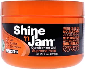 Shine-n-Jam Supreme Hold - Conditions gel with Silk Protein - 227 g/8oz