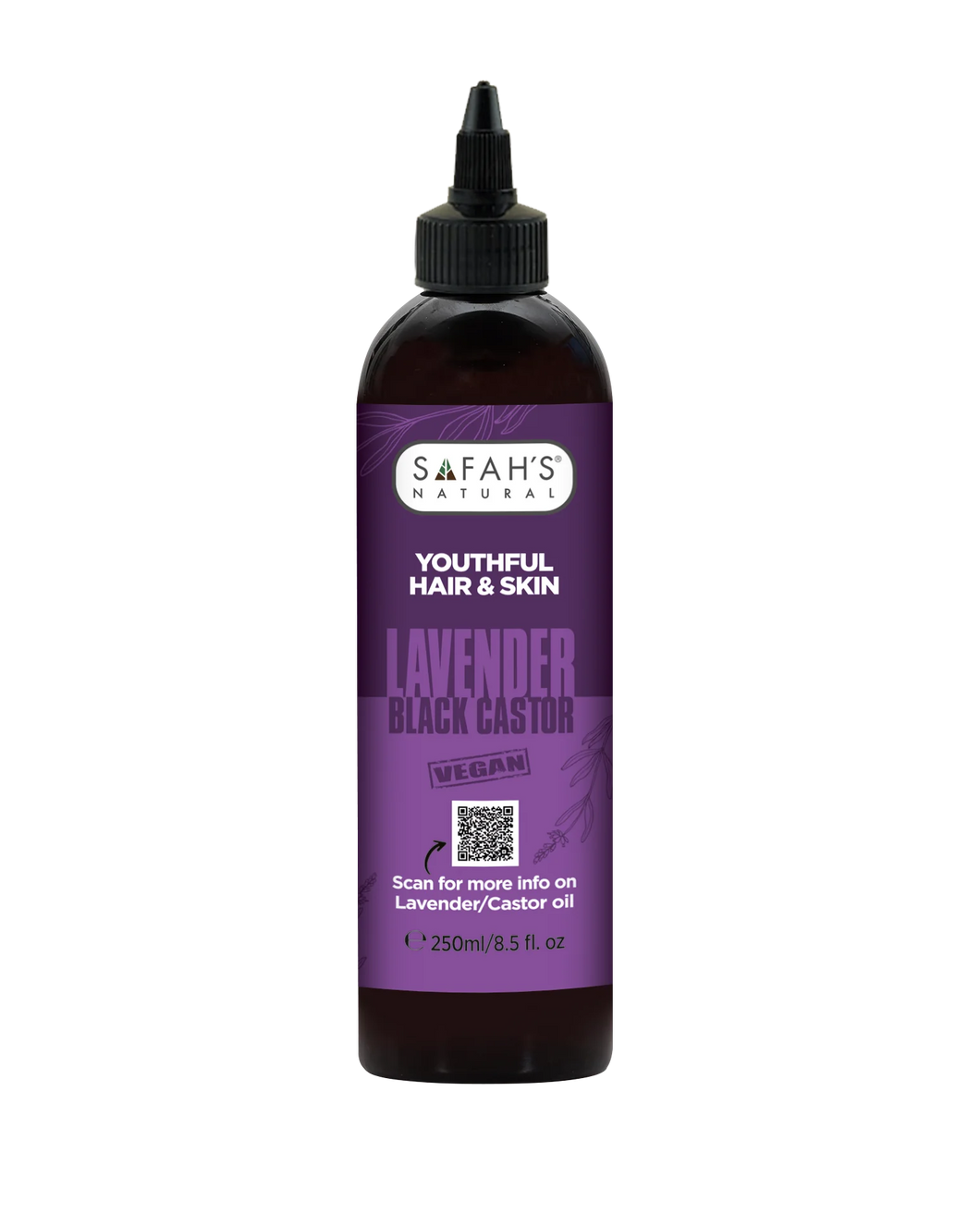 Safah's Natural -Youthful Hair & Skin Lavender Black Castor 8.5oz/250ml