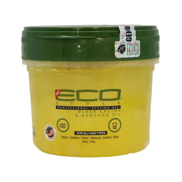 Eco Style Professional Styling Gel Black Castor & Avocado Oil 12 OZ/355ml