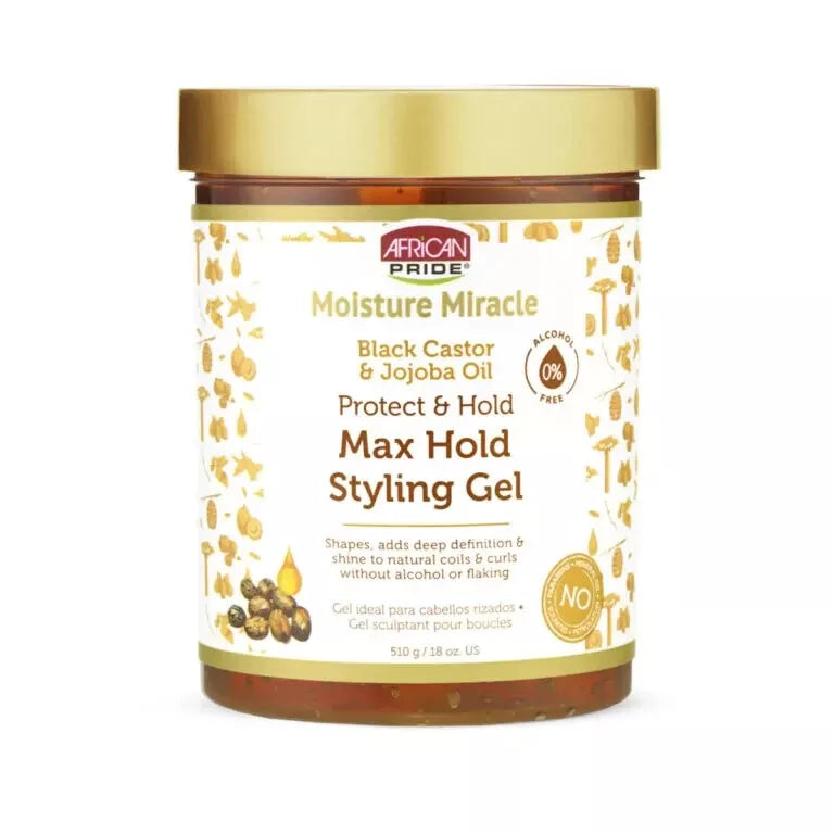 African Pride Moisture Miracle Black Castor & Jojoba Oil Max Hold Styling Gel 18oz/510g
