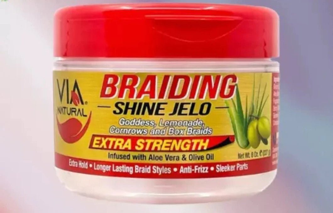 Via Natural Braiding Shine Jelo For Cornrows Box Braids - 8oz/227g