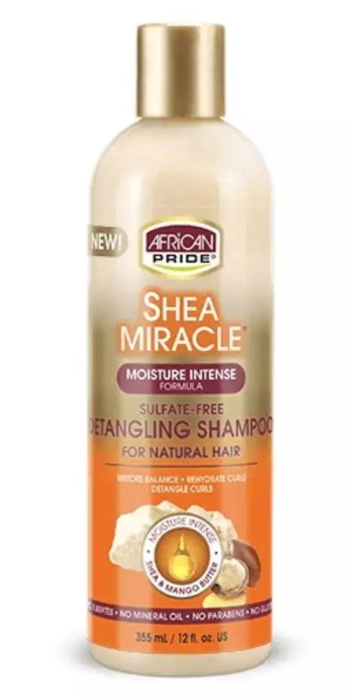 African Pride Shea Miracle Moisture Intense sulfatefree Detangling Shampoo 355ml/12oz