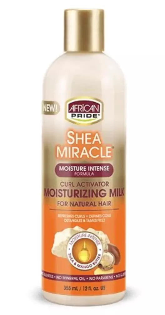 African Pride Shea Butter Miracle Curl Activator Moisturizer Milk 12oz/ 355 ml