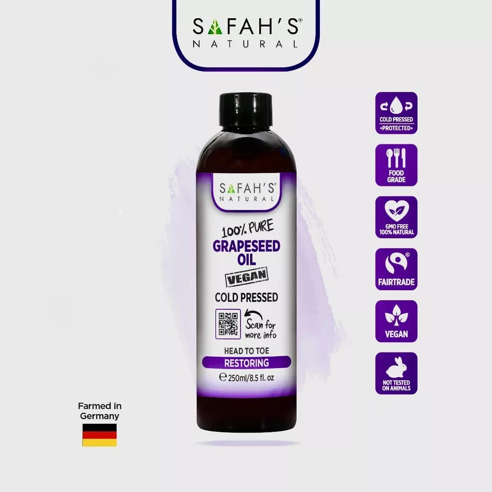Safah's Natural Cold Pressed Grape Seed Oil 100% Pure 8.5oz/250ml