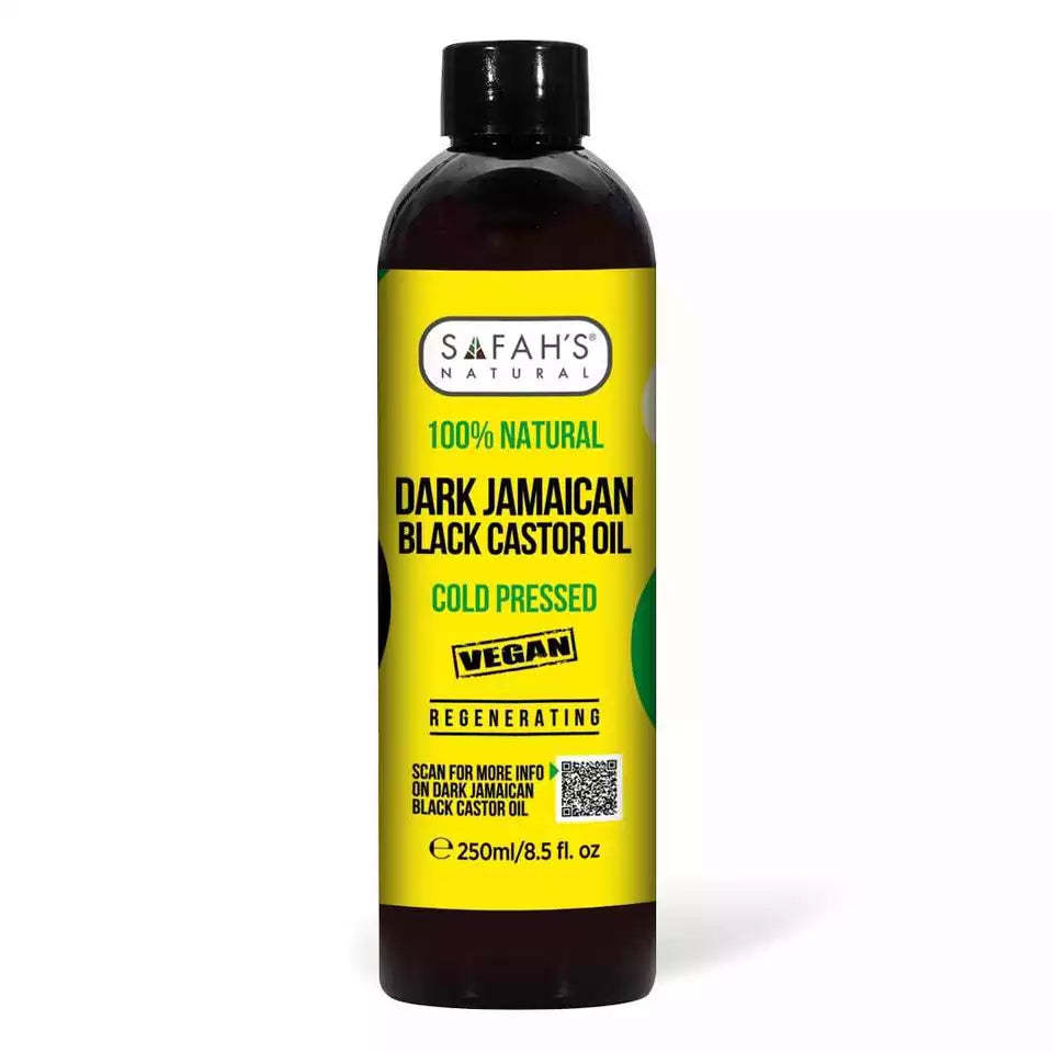 Safah's Natural Cold Pressed Dark Jamaican Black Castor Oil 100% Natural 8.5oz/250ml