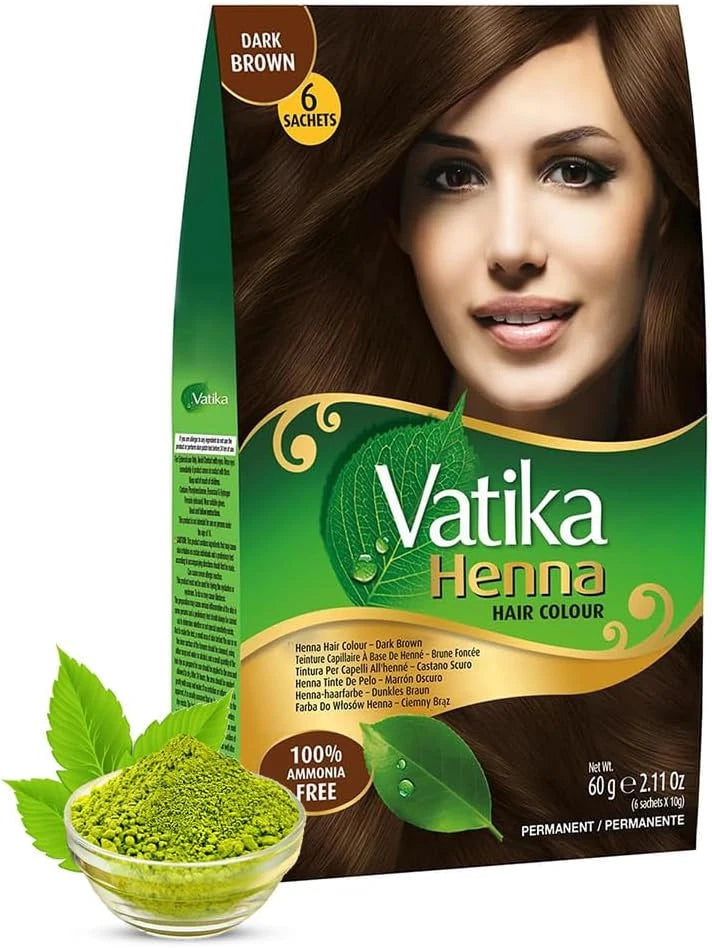 Dabur Vatika Henna Dark Brown Hair Colour Powder - 60g(6 x 60 g Pack of 1)