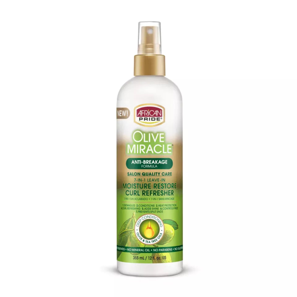 African Pride Olive Miracle 7-In-1 Leave-In Moisture Restore Curl Refresher 12oz/355ml
