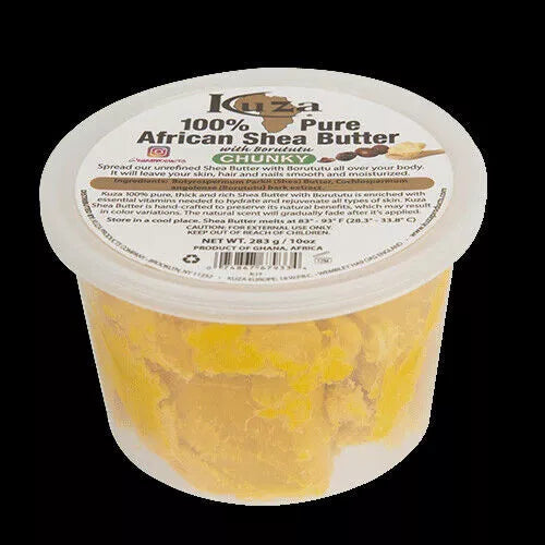 Kuza 100% Yellow African Shea Butter with Borututu Chunky 10oz/283g