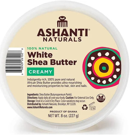 Ashanti 100% Natural White Shea Butter, Creamy, 8oz/227g