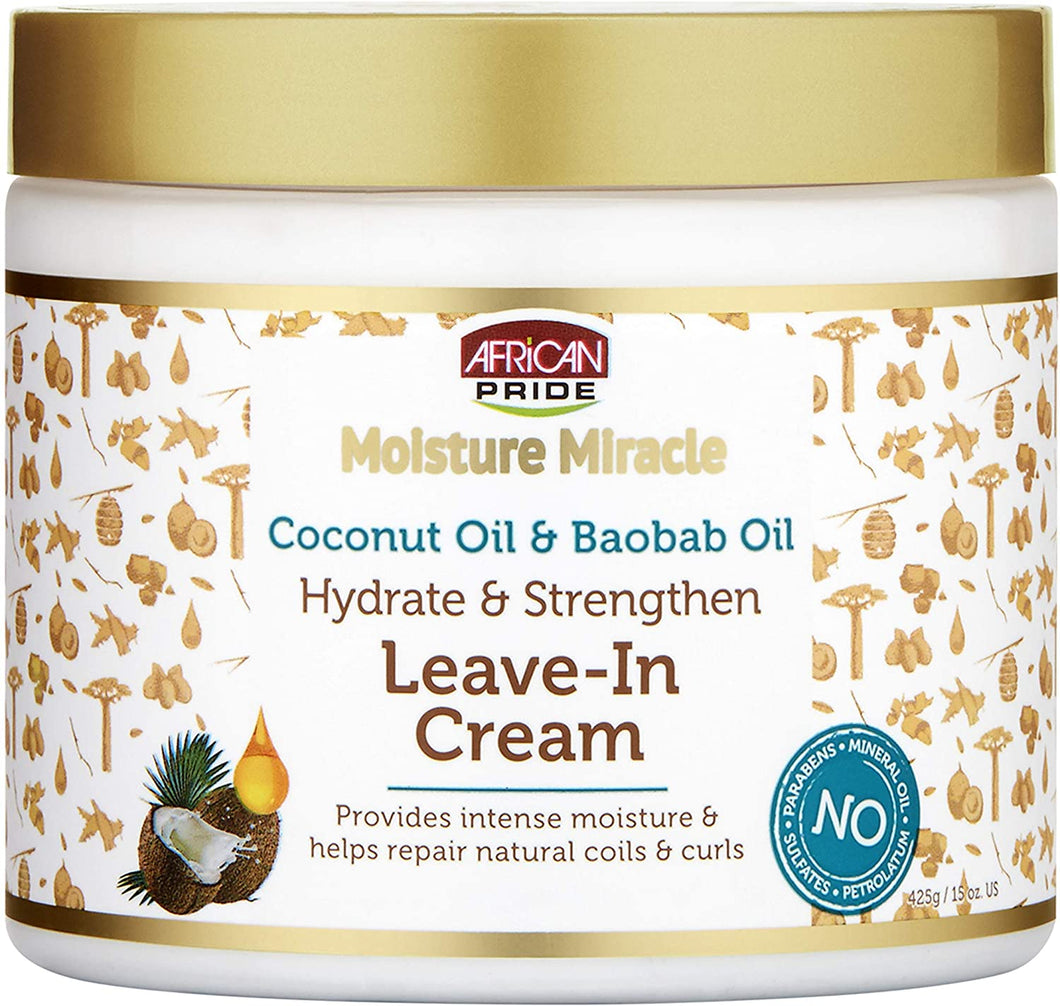 African Pride-Moisture Miracle Coconut Oil & Baobab oil - Leave-In Cream 15 oz/425g