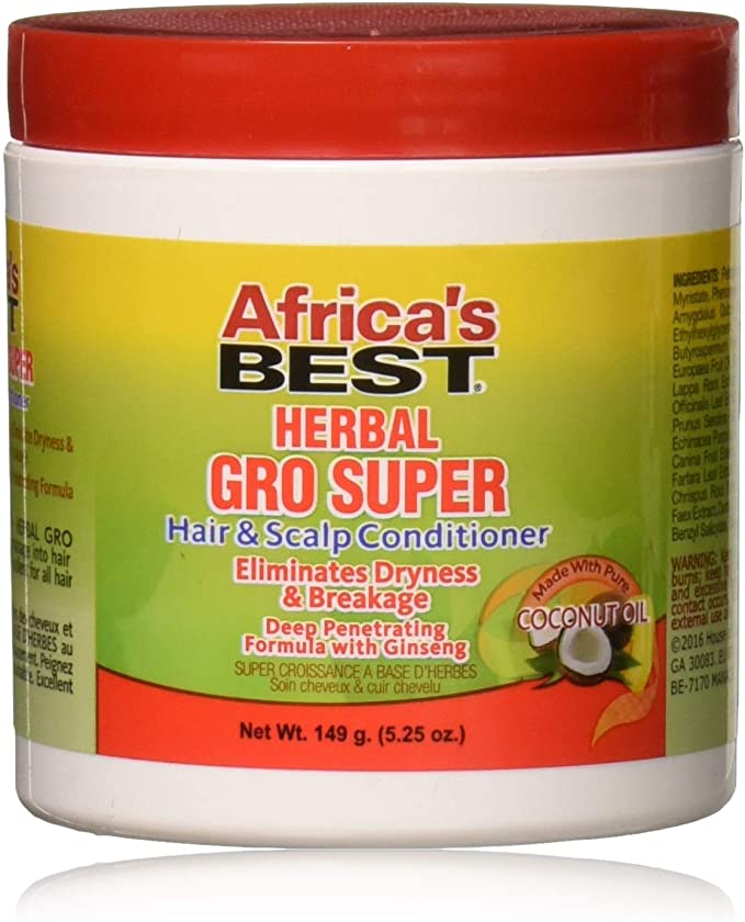 Africa's Best Herbal Gro Supe Hair & Scalp Conditioner Coconut Oil 5.25 oz/149g