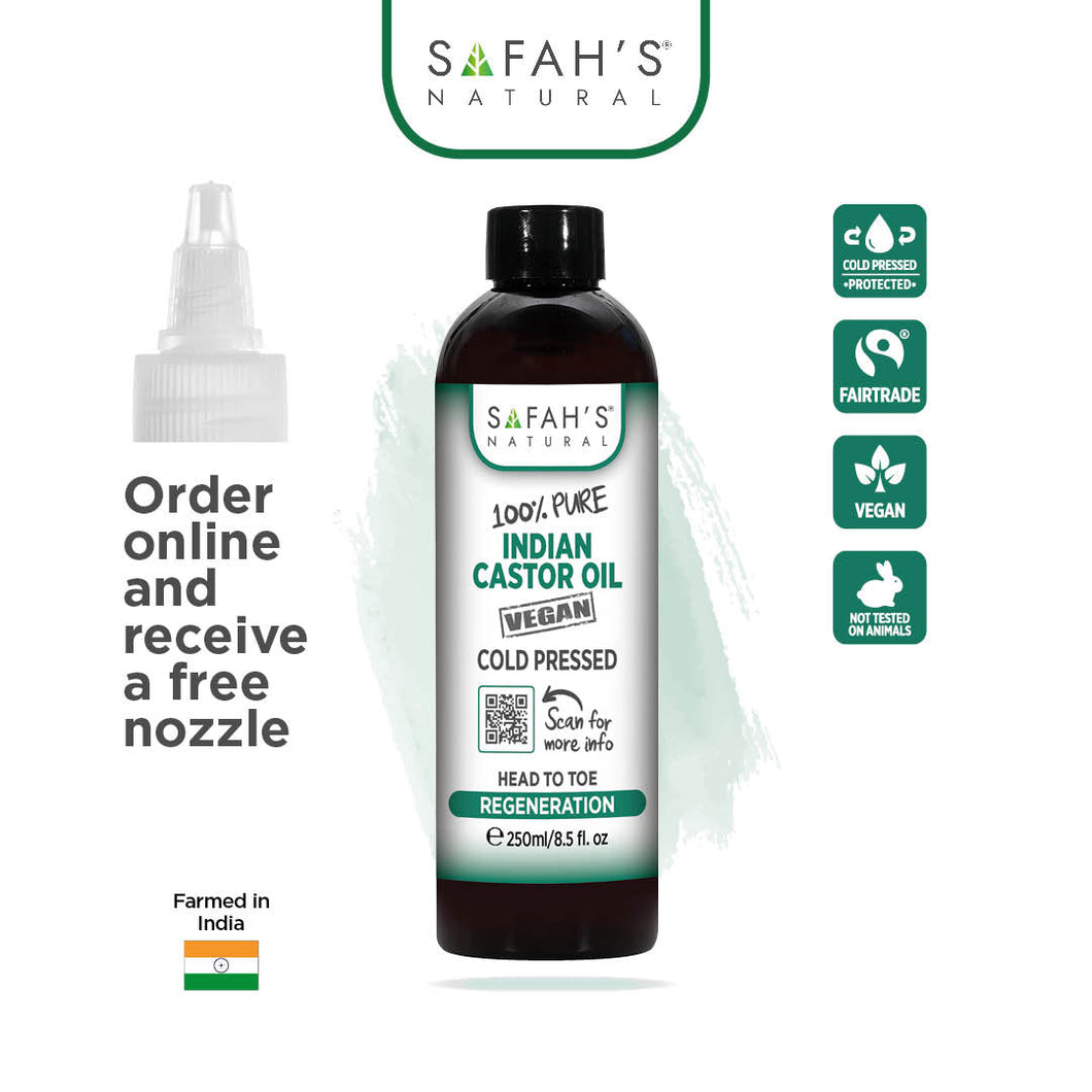 Safah's Natural Cold Pressed 100% Pure Indian castor Oil 8.5oz/250ml